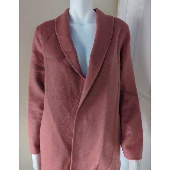 TAHARI Wool Blend Dusty Rose Long Line Open Front Mid Length Jacket Women's Med - Picture 4 of 8